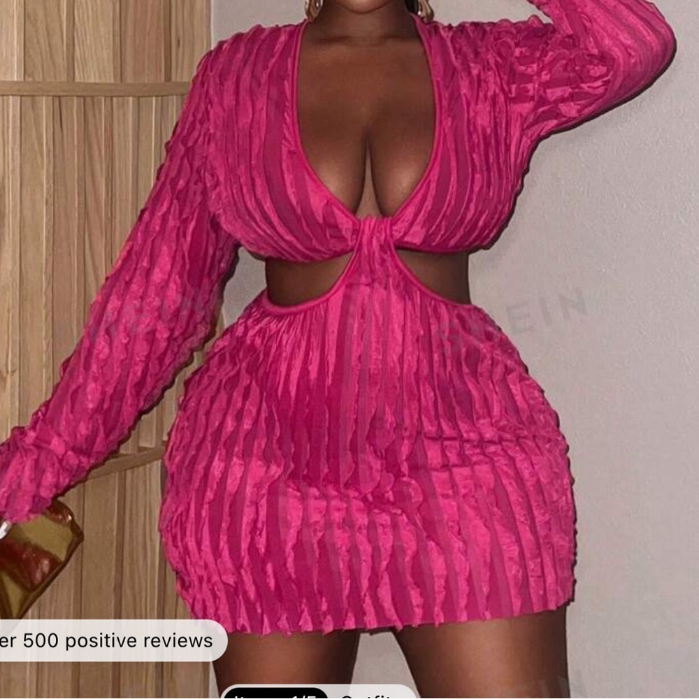 Hot Pink Ruffle SHEIN Midi Dress 2XL (16)